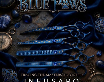 Infusaro Blue Paws Professional Dog Grooming Scissors Set, 4-Piece Pet Salon Shears
