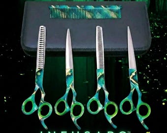 Infusaro Royal Emerald 4-Piece Professional Dog Grooming Shears Set