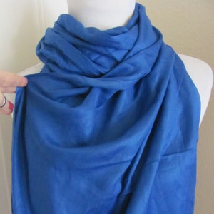 Designer Lovely Solid Blue Super Soft Pashmina Scarf - 20&quot; x 70&quot; Long // 1000+ Designer Silk Vintage Scarves