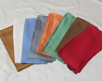 Ashear Beautiful Vintage Solid Color Silk Pocket Scarf Pocket Square Kerchief // 19" Inch 48cm Square // YOUR CHOICE COLOR