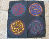 Beautiful Black Paisley Silk Pocket Scarf 19 quot Inch 48cm Square