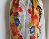 June Critchfield Heintz Lovely Gray Colorful Floral Silk Scarf 11 quot x 52 quot Long
