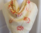 Beautiful Yellow Floral Silk Scarf 30 quot Inch 76cm Square