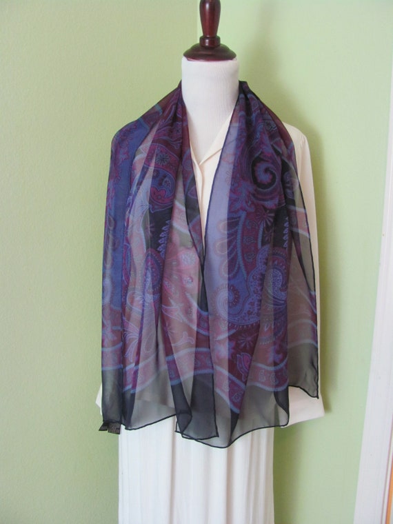 Designer Lovely Large Black Purple Super Soft Silk