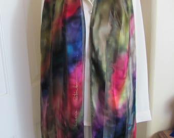 Wow! Beautiful Dark Colors Hand Dyed Silk Scarf // 11" x 70" Long // Best of the Best // 1000+ Designer Silk Vintage Scarves