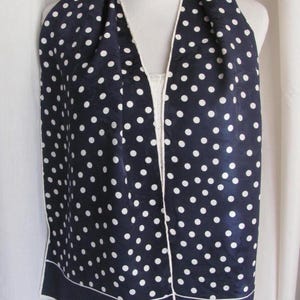 Wow Nordstrom // Lovely Dark Blue White Polka Dot Silk Scarf // 11&quot; x 52&quot; Long // Best of the Best // Designer Signed Scarves