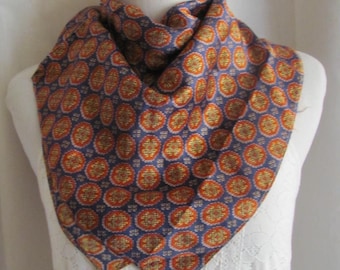 Vintage Dark Blue Red Acetate Scarf // 22" Inch 56cm Square // Best selection on Etsy! Vintage Silk Designer Scarves over 800 in stock