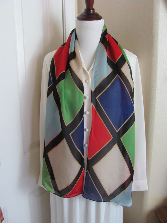 ECHO // Lovely Black Multi Color Argyle Sheer Sil… - image 1