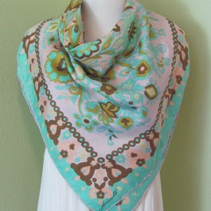 Pinto // Beautiful Pink Brown Green Floral Silk Scarf // 30&quot; Inch 76cm Square // Designer Signed Vintage Silk Scarves