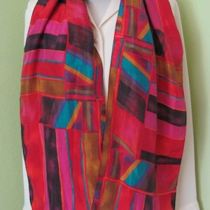 Express // Hermosa bufanda de seda extra larga de color rojo brillante // 10&quot; x 80&quot; de largo // ¡Muchas otras para elegir en mi tienda!