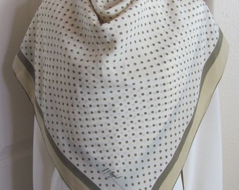 Wow! Peter Nygard // Beautiful Off White Beige Polka Dot Soft Silk Scarf // 36" Inch 94cm Square // Best of the Best - Best Prices on Etsy!