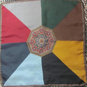 Ashear Italy // Beautiful Multi Color Small Silk Pocket Scarf  // 18&quot; Inch 46cm Square // Vintage Designer Scarves