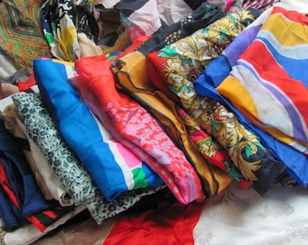 Lot of Vintage Silk Fashion Scarves // Mystery Bundle - Square or Long // 800+ Designer Signed Silk in my shop *free shipping*