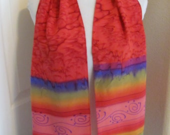 Beautiful Red Pink Tie Dye Silk Scarf // 10" x 52" Long // Best of the Best // 1200+ Vintage Silk & Designer Scarves in my shop!