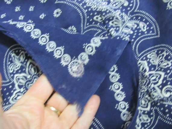 Vintage Dark Blue Cotton Scarf Hankie Bandana // … - image 5