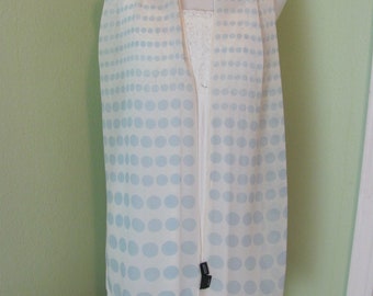 Designer Lovely White  Blue Polka Dot Skinny Sheer Silk Scarf // 10" x 70" Long // Best of the Best // 1000+ Designer Silk Vintage Scarves