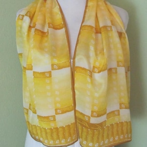 Anne Klein // Beautiful Yellow Soft Silk Scarf - 13&quot; x 50&quot; Long // Best selection on Etsy! 800+ Designer Signed Silk Scarves in my shop