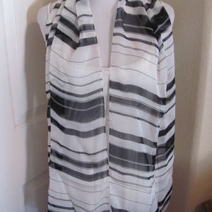Anne Klein // Lovely White Black Sheer Silk Scarf // 13&quot; x 60&quot; Long // Best of the Best NWT Unused