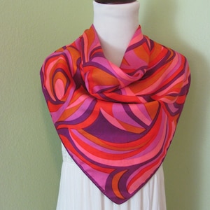 Beautiful Pink Purples Silk Scarf // 26 Inch 66cm Square // Designer Signed Vintage Silk Scarves image 1