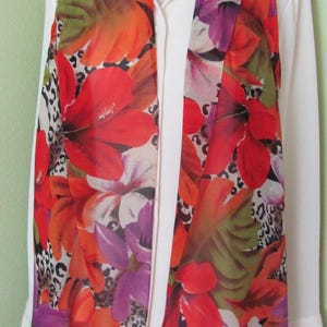 Beautiful Orange Floral Colorful Silk Scarf // 19&quot; x 62&quot; Long // Best selection on Etsy! // 1000+ Designer Silk Vintage Scarves
