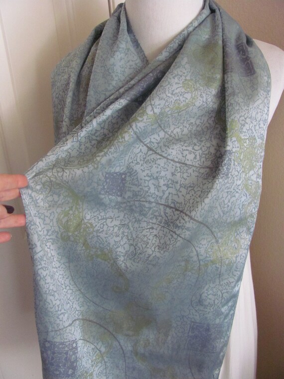 Richard Fischer // Lovely Blue Painted Silk Scarf