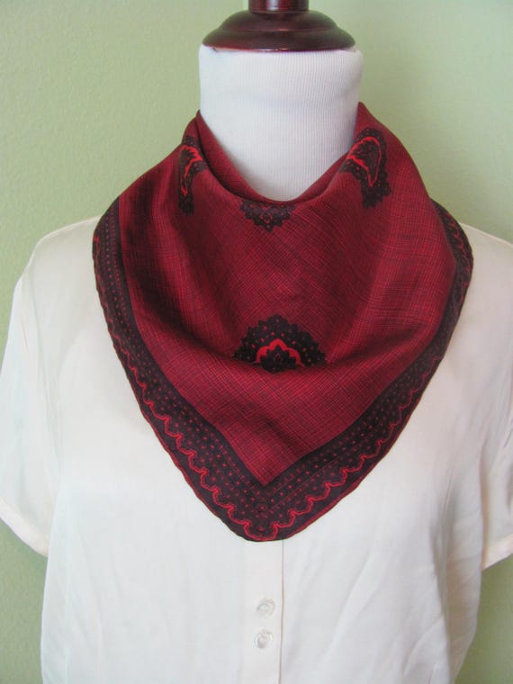 Beautiful Small Solid Burgundy Deep Red Wine Silk… - image 1