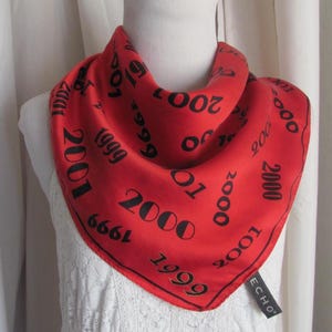 ECHO // Beautiful Red Black 1999 2000 2001 Silk Scarf  // 20&quot; Inch 51cm Square // Vintage Designer Signed Scarves