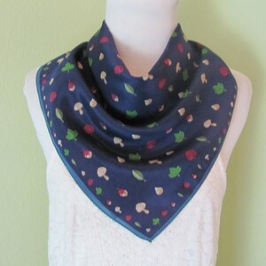 Talbots // Beautiful Dark Blue Floral Silk Scarf  // 21&quot; Inch 54cm Square // Best of the Best // Designer Vintage Scarves