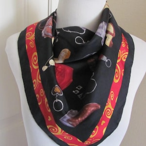 Diseñador Negro Rojo Monedero Zapato Bufanda de Seda Suave // 21&quot; Pulgada 52cm Cuadrado // Lo Mejor de lo Mejor