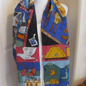 Alison Abbott // Piękny kolorowy ręcznie malowany miękki szalik jedwabny // 12&quot; x 60&quot; długości // Ponad 1000 designerskich jedwabnych szalików vintage