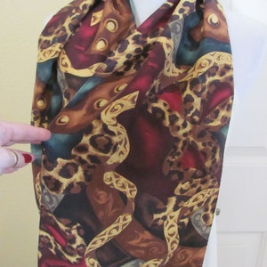 SALE Lovely Brown Gold Soft Silk Scarf // 10&quot; x 52&quot; Long