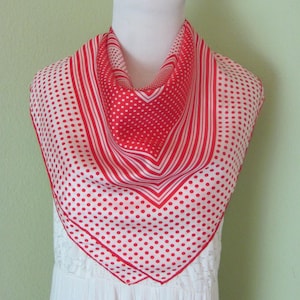 Beautiful Red White Polka Dot Vintage Silk Scarf // 26&quot; Inch 66cm Square // Designer Signed Scarves 800+ In stock