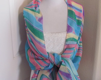 Page D Bloomingdales // Lovely Huge Pink Blue Colorful Shawl Wrap Sarong Scarf // 40" x 60" Long // Best of the Best NWT Unused