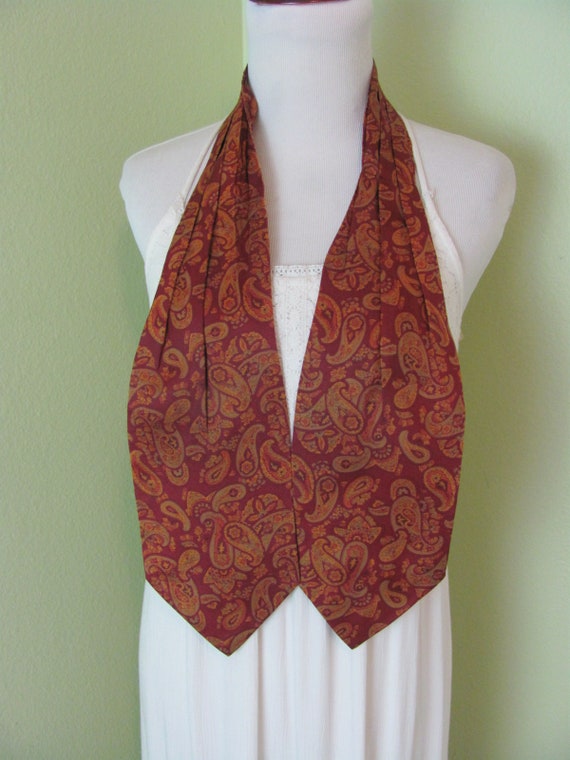 Vintage Ascot Burgundy Rust Paisley 2 Layer Silk S