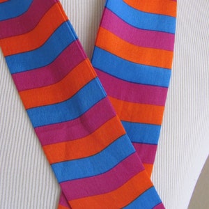 Beautiful Colorful Stripe Silk 2 Layer Skinny Necktie Sash Scarf  // 2&quot; x 44&quot; Long // 1000+ Designer Silk Vintage Scarves