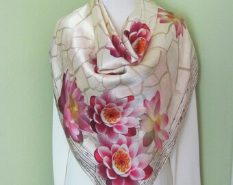 Laura Biagiotti // Designer Lovely Pink Floral Soft Silk Scarf // 32" Inch 81cm Square // Best of the Best // Signed Designer Scarves