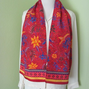 Liz Claiborne // Lovely Red Pink Floral Silk Scarf // 11&quot; x 52&quot; Long // Best of the Best - Over 1200 to choose from in my shop!