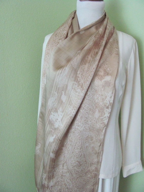 Lovely Gold Beige Silky Scarf // 13