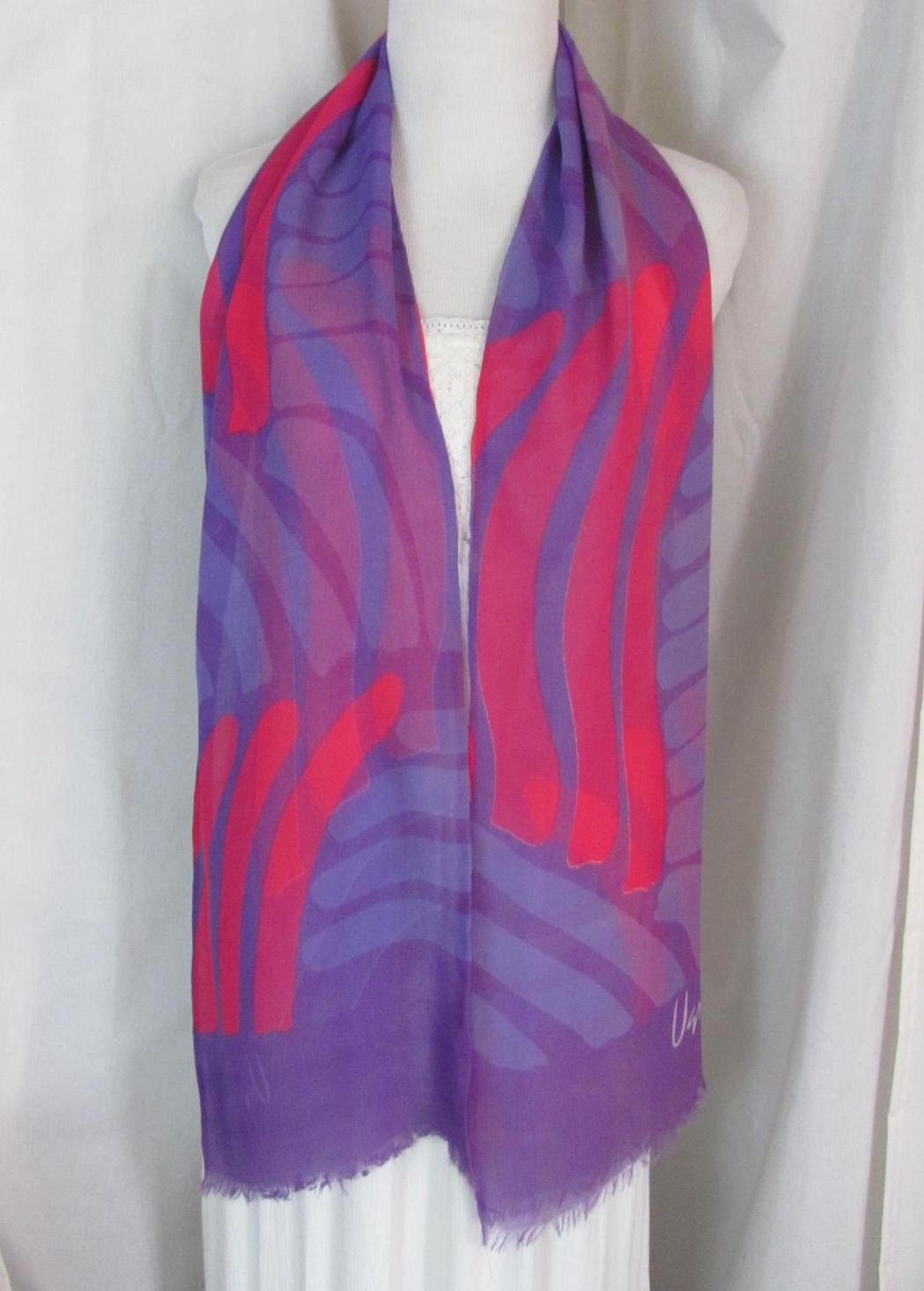 VERA Neumann // Lovely Purple Red Floral Silk Scarf 2 Layer Chiffon // 10" x 60" Long // Best selection on Etsy! Over 800 in stock