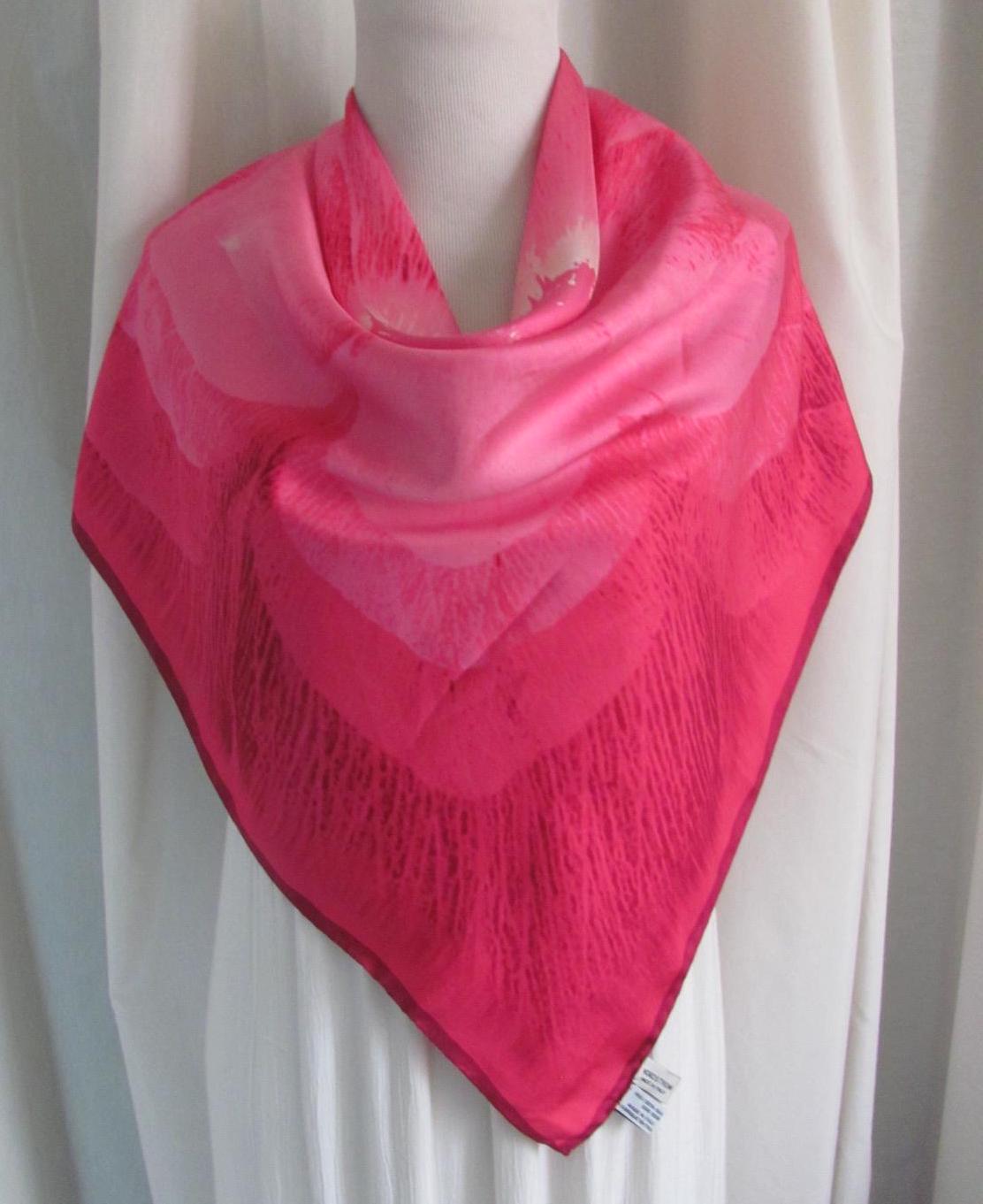 Nordstrom Italy // Lovely Pink Floral Soft Silk Scarf  // 36" Inch 92cm Square // Best of the Best Designer Signed Scarves