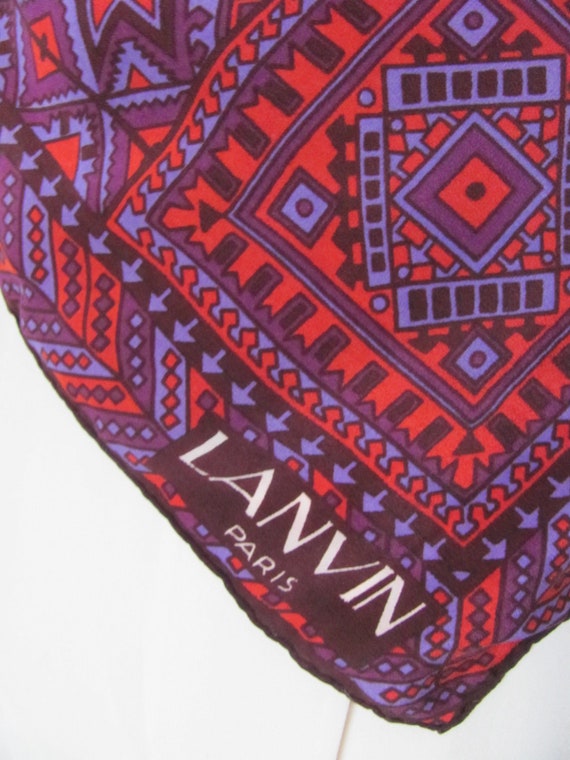 Jeanne Lanvin Scarf Paris // Beautiful Burgundy P… - image 2