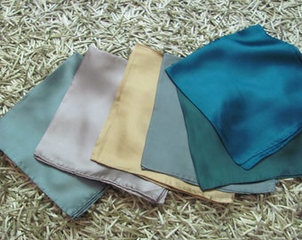 Beautiful Vintage Solid Color Silk Pocket Scarf Pocket Square Kerchief // 17" to 18" Inch 46cm Square // YOUR CHOICE COLOR