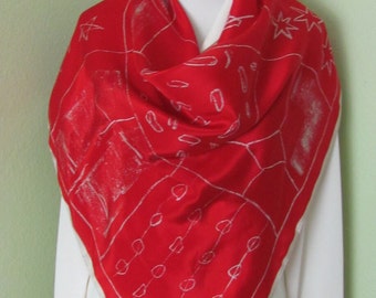 Wow!! Mondi // Black Solid Red Silk Scarf // 34" Inch 92cm Square // Unused NWT Best of the Best