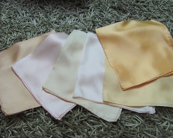 Beautiful Vintage Solid Color Silk Pocket Scarf Pocket Square Kerchief // 17&quot; to 18&quot; Inch 46cm Square // YOUR CHOICE COLOR