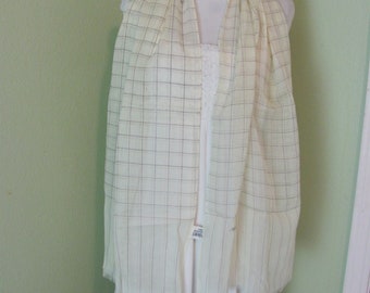 Calvin Klein // Beautiful Off White Sheer Cotton Scarf - 17" x 60" Long // New Unused Best of the Best