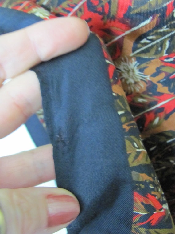 Perry Ellis // Beautiful Black Red Feathers Silk … - image 3