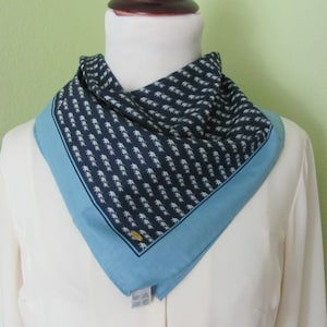 Jim Thompson // Beautiful Blue Elephant Cotton Hankie Mini Scarf - 18" Inch 46cm Square // Best of the Best NWT