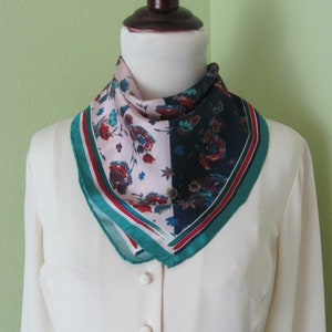 Rebecca Minkoff // Small Blue Pink Floral Silk Mini or Pocket Scarf  // 18&quot; Inch 44cm Square - many others to choose from in my shop!