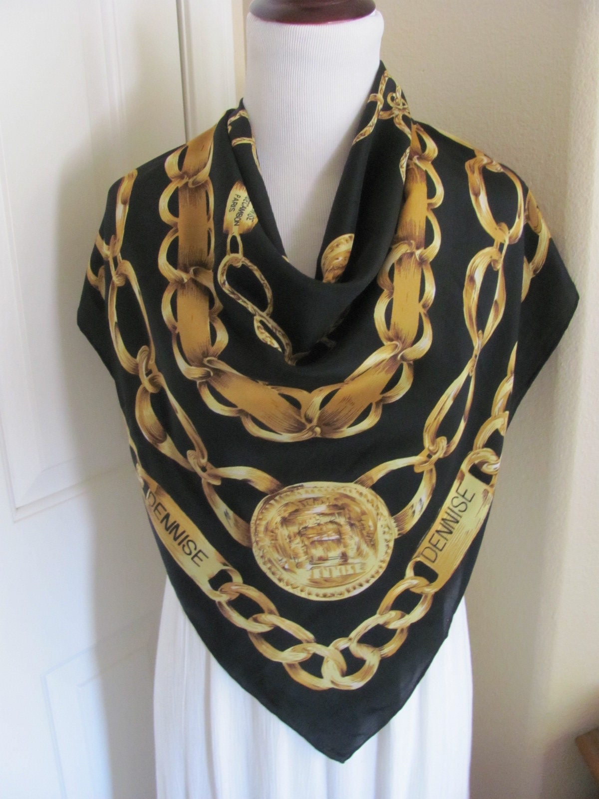 denim vest with black bandana neckerchief, Chanel butterfly