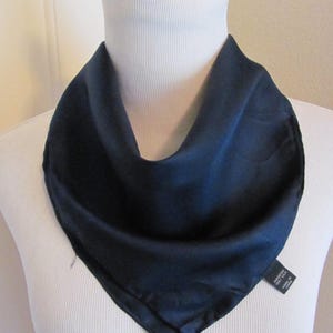 Made in Italy // Small Solid Dark Blue Silk Pocket Scarf  - 17&quot; Inch 44cm Square // 800+ Vintage Silk Scarves Pocket Squares Handkerchief